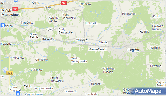 mapa Leśniczówka Mienia, Leśniczówka Mienia na mapie Targeo