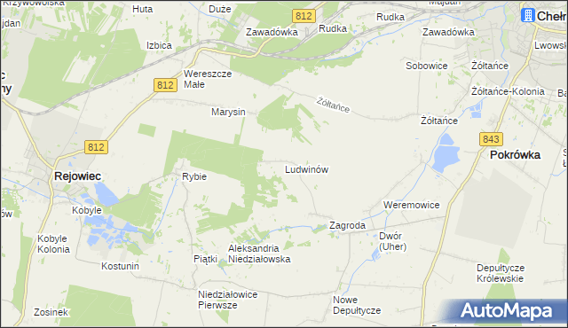 mapa Ludwinów gmina Chełm, Ludwinów gmina Chełm na mapie Targeo