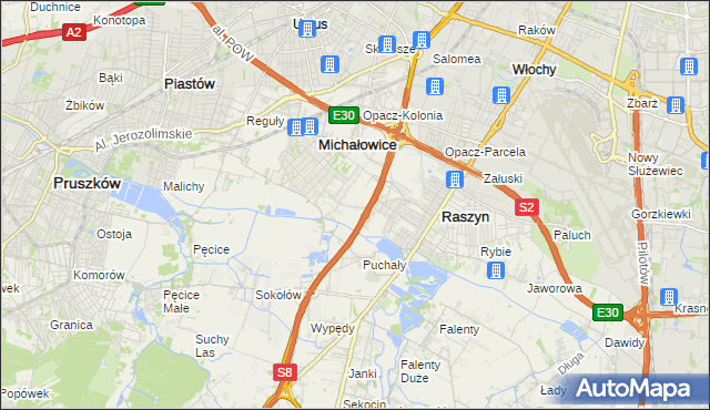 mapa Michałowice-Wieś, Michałowice-Wieś na mapie Targeo