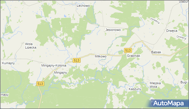 mapa Miłkowo gmina Orneta, Miłkowo gmina Orneta na mapie Targeo