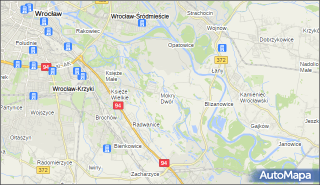 mapa Mokry Dwór gmina Siechnice, Mokry Dwór gmina Siechnice na mapie Targeo