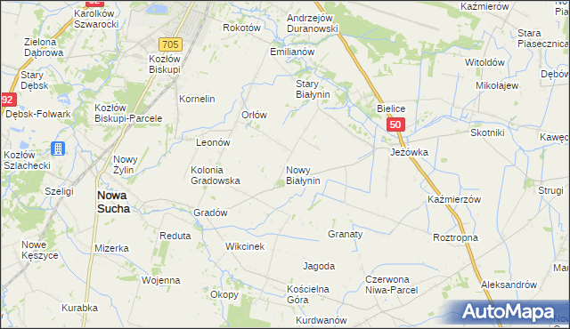 mapa Nowy Białynin, Nowy Białynin na mapie Targeo
