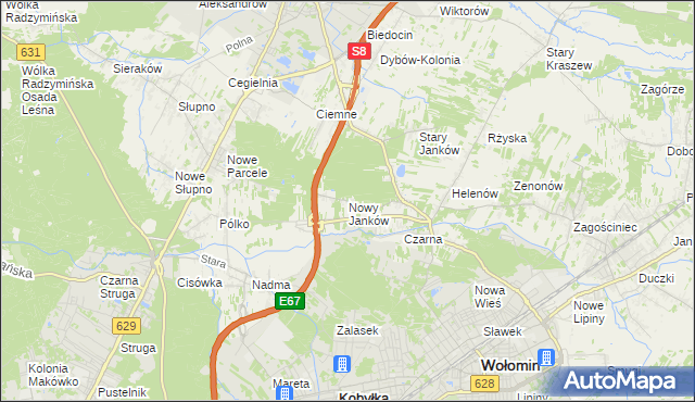 mapa Nowy Janków, Nowy Janków na mapie Targeo