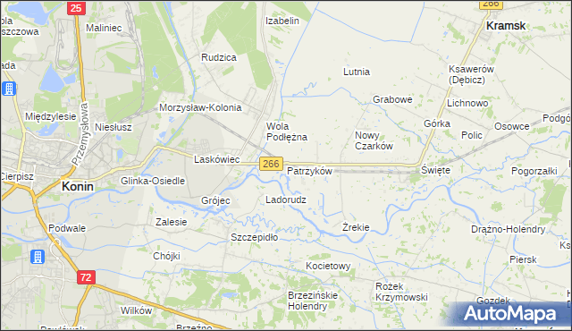 mapa Patrzyków gmina Kramsk, Patrzyków gmina Kramsk na mapie Targeo