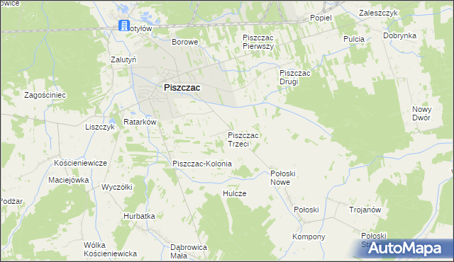 mapa Piszczac Trzeci, Piszczac Trzeci na mapie Targeo