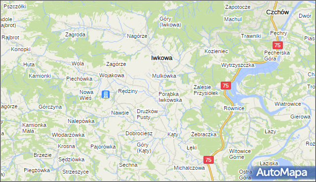 mapa Porąbka Iwkowska, Porąbka Iwkowska na mapie Targeo