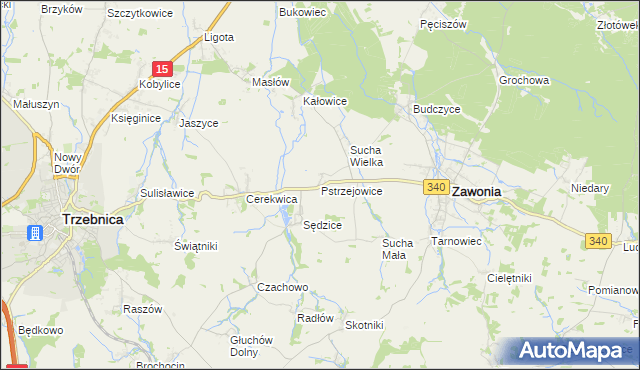 mapa Pstrzejowice, Pstrzejowice na mapie Targeo