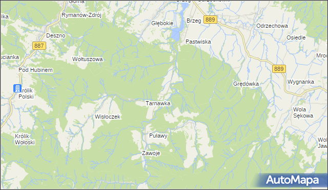 mapa Rudawka Rymanowska, Rudawka Rymanowska na mapie Targeo