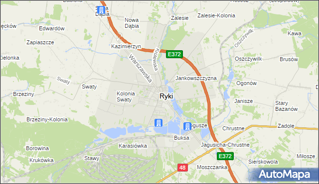 mapa Ryki, Ryki na mapie Targeo