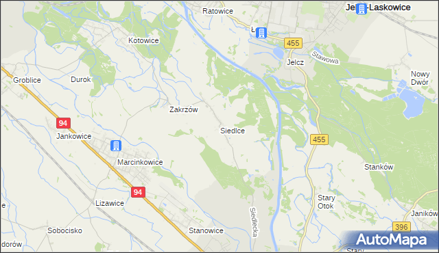 mapa Siedlce gmina Oława, Siedlce gmina Oława na mapie Targeo