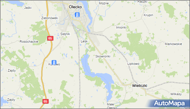 mapa Skowronki gmina Olecko, Skowronki gmina Olecko na mapie Targeo