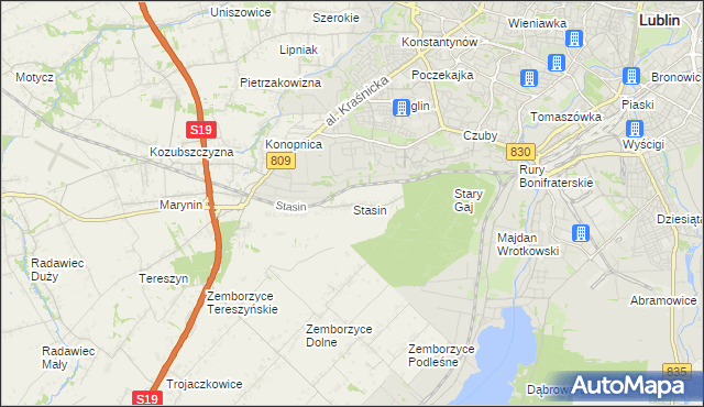 mapa Stasin gmina Konopnica, Stasin gmina Konopnica na mapie Targeo