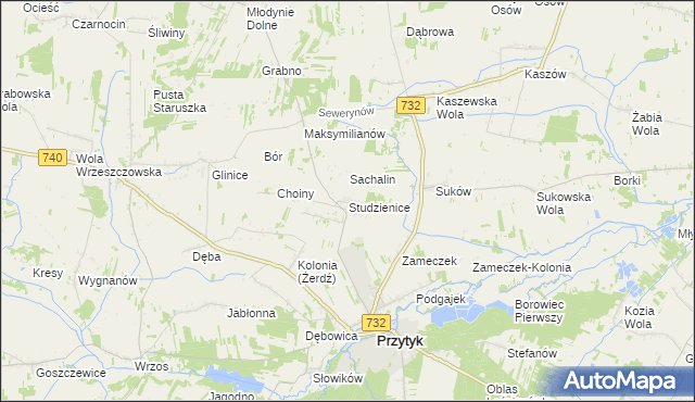 mapa Studzienice gmina Przytyk, Studzienice gmina Przytyk na mapie Targeo