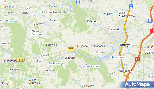 mapa Suchodół gmina Tarczyn, Suchodół gmina Tarczyn na mapie Targeo