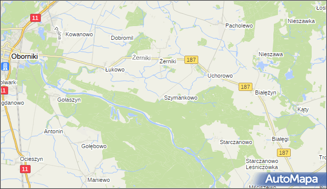 mapa Szymankowo gmina Murowana Goślina, Szymankowo gmina Murowana Goślina na mapie Targeo