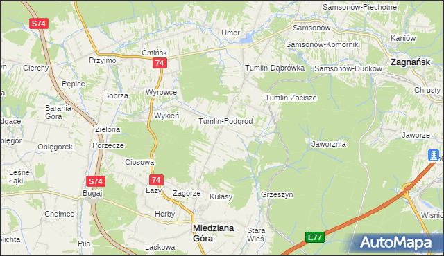 mapa Tumlin-Wykień, Tumlin-Wykień na mapie Targeo