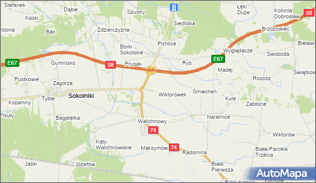 mapa Wiktorówek, Wiktorówek na mapie Targeo