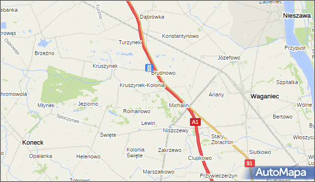 mapa Wiktoryn gmina Waganiec, Wiktoryn gmina Waganiec na mapie Targeo