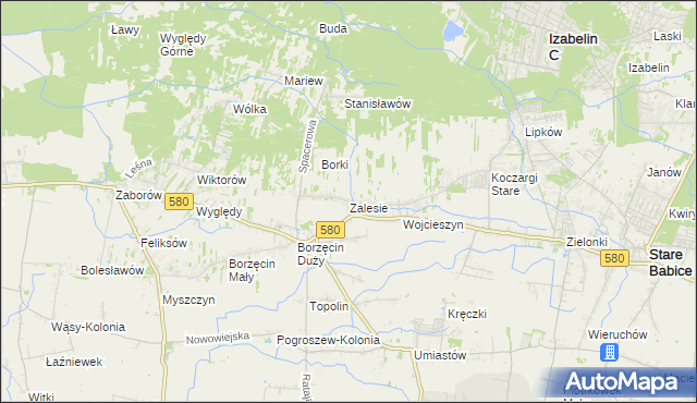 mapa Zalesie gmina Stare Babice, Zalesie gmina Stare Babice na mapie Targeo