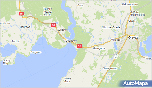 mapa Okartowo-Przystanek, Okartowo-Przystanek na mapie Targeo