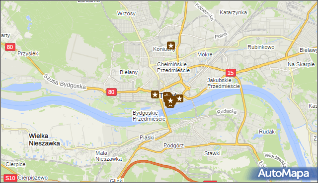mapa Torunia, Toruń na mapie Targeo