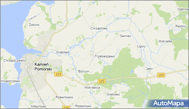 mapa Trzebieszewo, Trzebieszewo na mapie Targeo