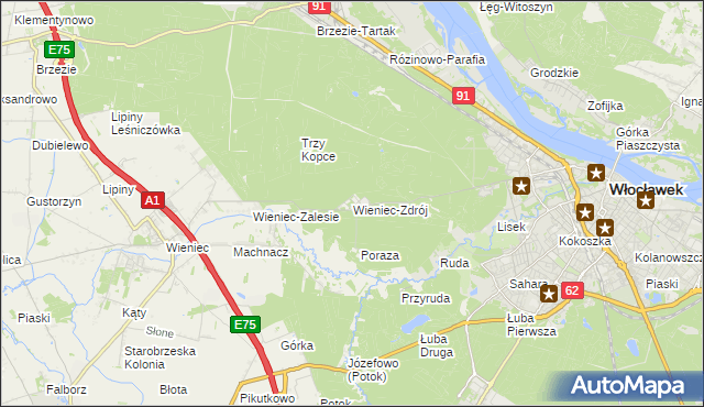 mapa Wieniec-Zdrój, Wieniec-Zdrój na mapie Targeo