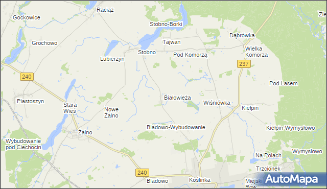 mapa Białowieża gmina Tuchola, Białowieża gmina Tuchola na mapie Targeo