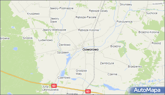 mapa Goworowo powiat ostrołęcki, Goworowo powiat ostrołęcki na mapie Targeo