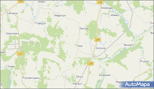 mapa Otok gmina Gryfice, Otok gmina Gryfice na mapie Targeo