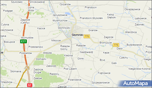 mapa Ratajów, Ratajów na mapie Targeo