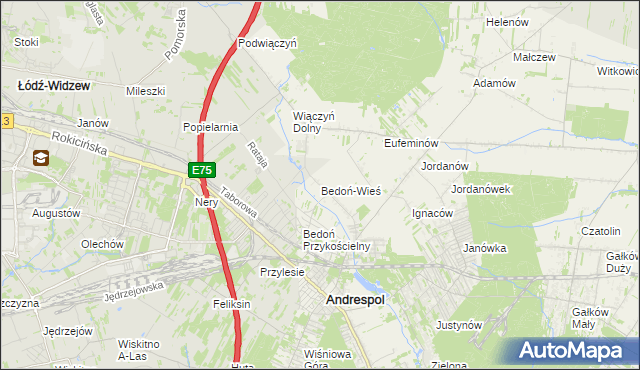 mapa Bedoń-Wieś, Bedoń-Wieś na mapie Targeo