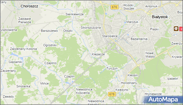 mapa Klepacze gmina Choroszcz, Klepacze gmina Choroszcz na mapie Targeo