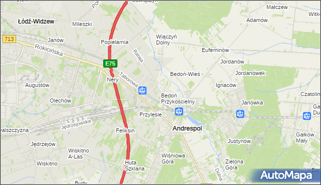 mapa Bedoń Przykościelny, Bedoń Przykościelny na mapie Targeo