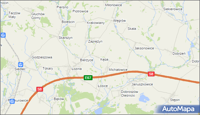 mapa Kępa gmina Długołęka, Kępa gmina Długołęka na mapie Targeo