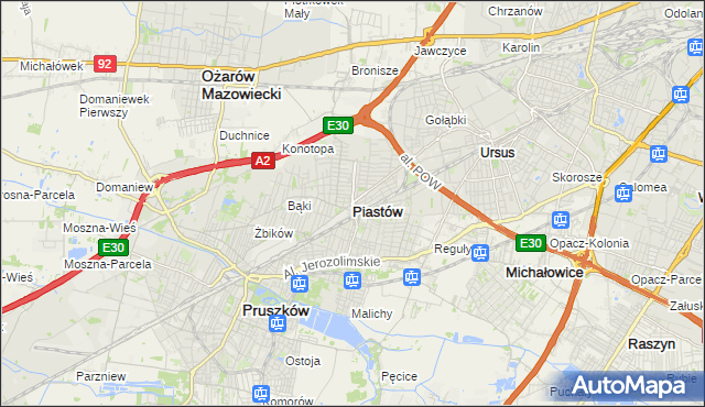 mapa Piastów powiat pruszkowski, Piastów powiat pruszkowski na mapie Targeo