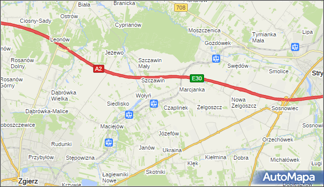 mapa Podole gmina Zgierz, Podole gmina Zgierz na mapie Targeo
