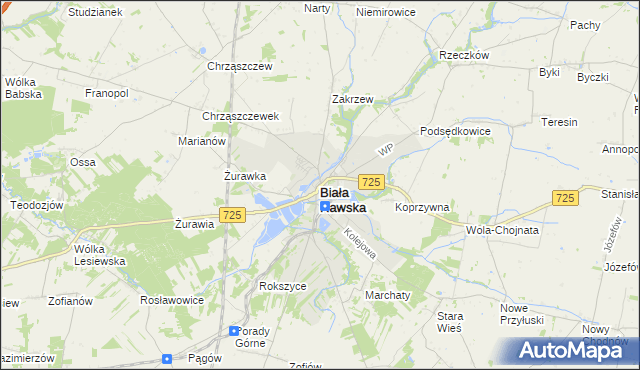 mapa Biała Rawska, Biała Rawska na mapie Targeo