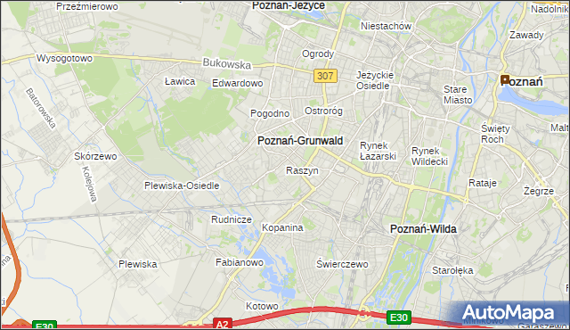 mapa Raszyn gmina Poznań, Raszyn gmina Poznań na mapie Targeo
