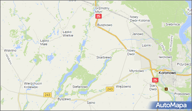 mapa Skarbiewo, Skarbiewo na mapie Targeo
