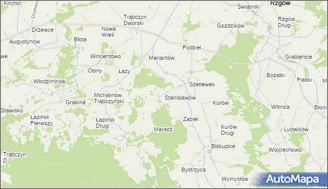 mapa Stanisławów gmina Zagórów, Stanisławów gmina Zagórów na mapie Targeo