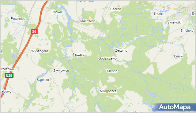 mapa Godziszewo gmina Resko, Godziszewo gmina Resko na mapie Targeo