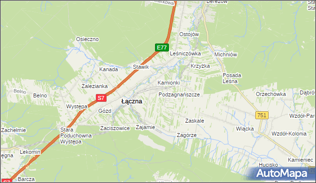 mapa Podzagnańszcze, Podzagnańszcze na mapie Targeo