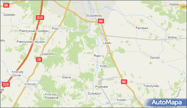 mapa Rajki, Rajki na mapie Targeo