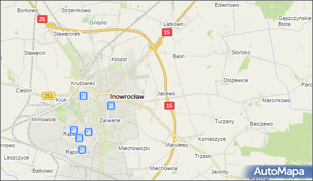 mapa Jacewo, Jacewo na mapie Targeo