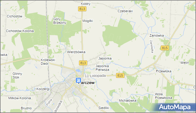 mapa Jasionka gmina Parczew, Jasionka gmina Parczew na mapie Targeo