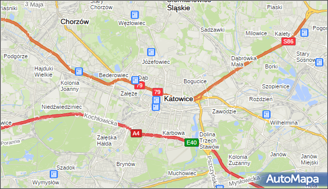 mapa Katowic, Katowice na mapie Targeo