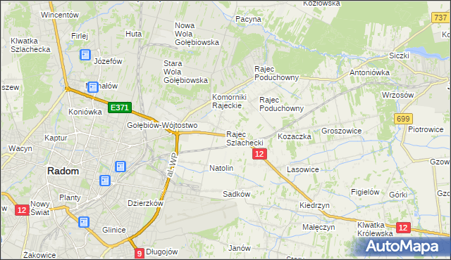 mapa Rajec Szlachecki, Rajec Szlachecki na mapie Targeo