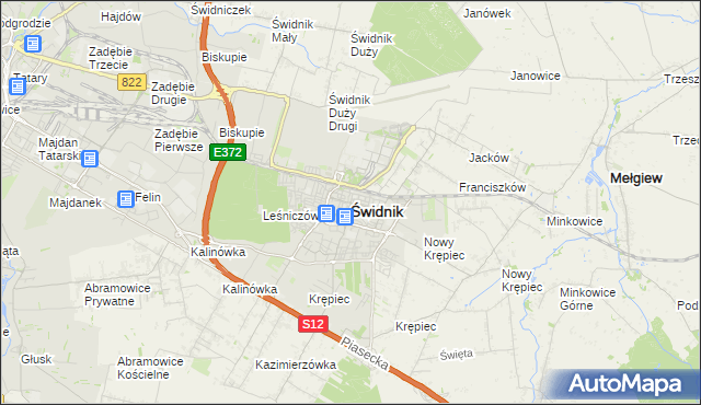 mapa Świdnika, Świdnik na mapie Targeo