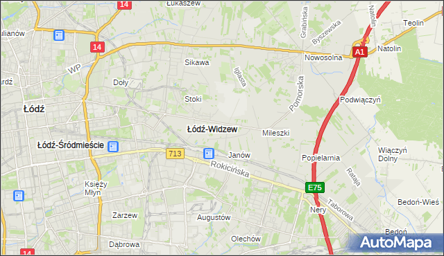 mapa Widzew, Widzew na mapie Targeo